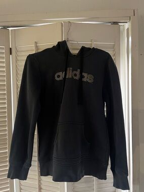 adidas Black Hoodie with Studded Logo